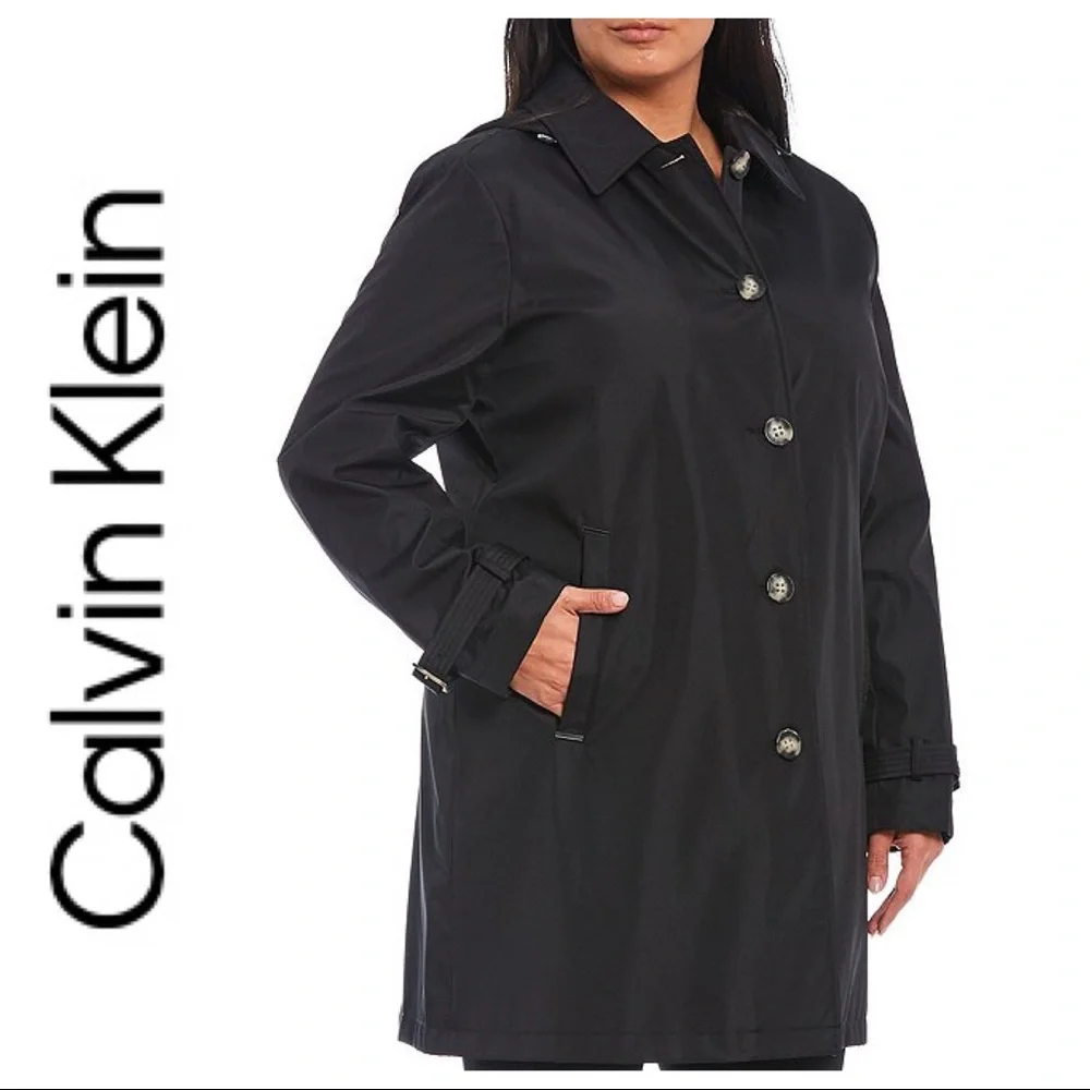 NWT Calvin Klein Single Breasted Hooded Rain Coat